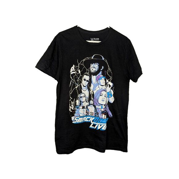 WWE SmackDown Live 20th Anniversary Medium Black T-Shirt‎ WWF Undertaker Cena - Picture 1 of 4